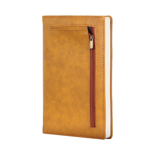 CrownLit Notebook Diary with Zip Pouch Color : Brown