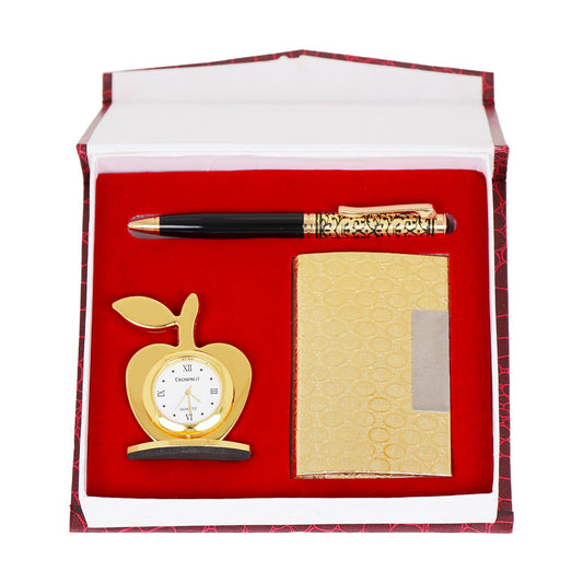 Golden Gift Set (Pen, Cardholder, Table Clock)