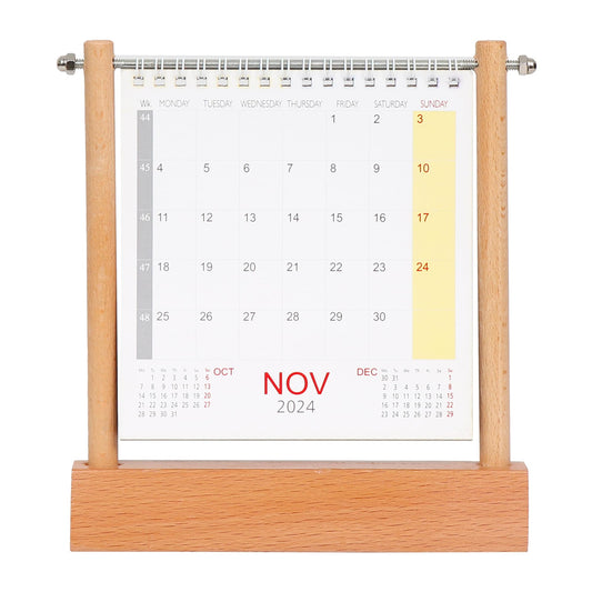 2024 Table Calendar with Wooden Base