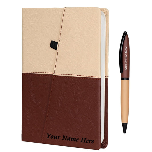 Crownlit Personalised Notes Diary with Personalized Pen, Gift Combo, Size: A5