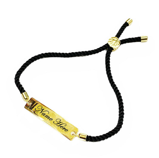 Name Bracelet with Loop Lock, Color : Golden